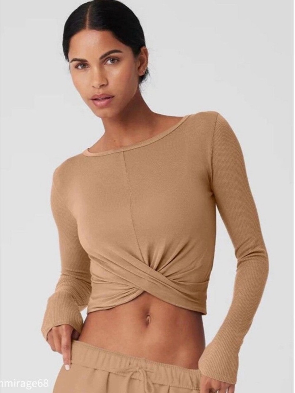 ALO Yoga Cover Long Sleeve Twist Front Crop Top